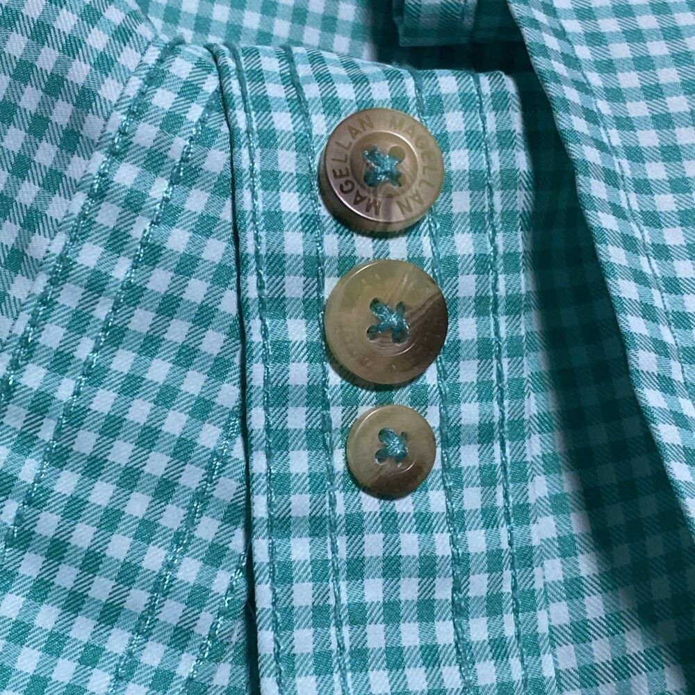 Magellan Outdoors Shirt Mens 2XL Green Check Fish Gear MagWick Angler Fit Vented - Picture 11 of 12